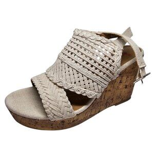 Jellypop Womens Hestia Wedge Sandals 6 Natural Shoes.